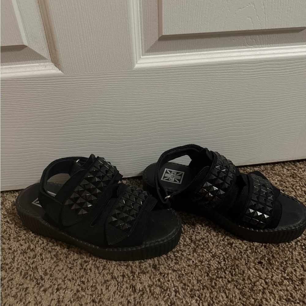 tuk Black Studded Platform Sandals